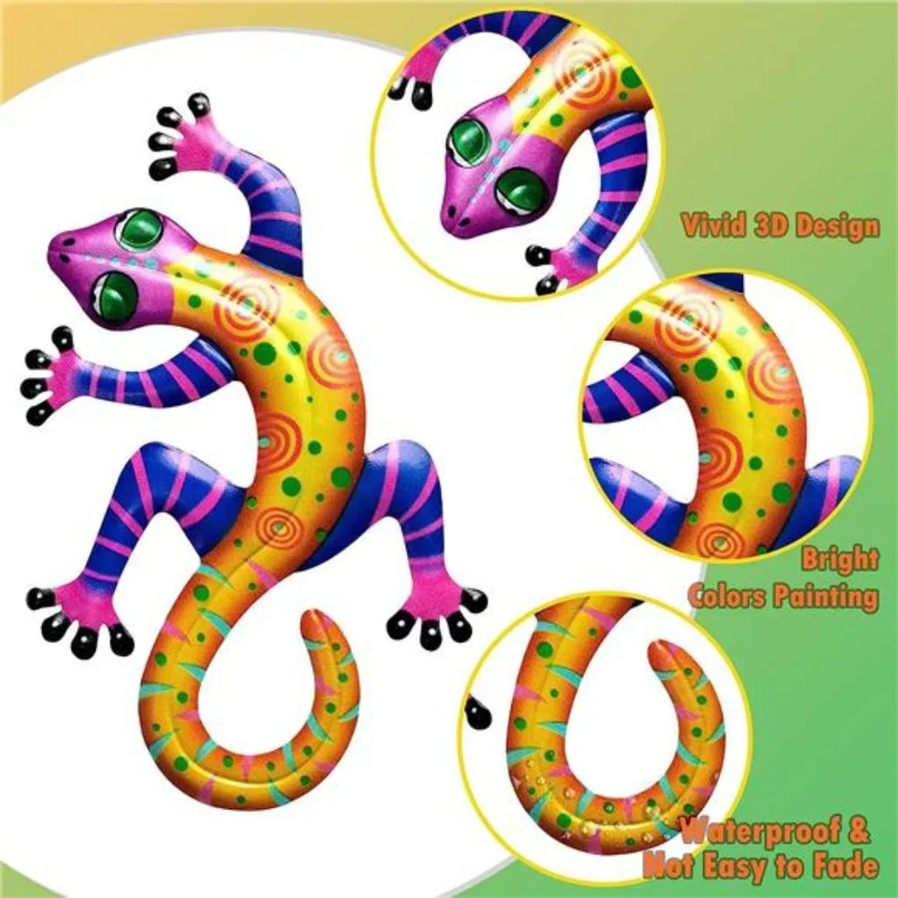 Metal Lizard Wall Decor Colorful - 6